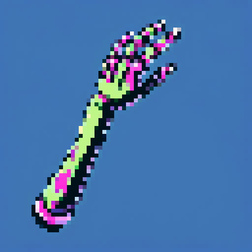 severed zombie arm with exposed bone, pixelated and vibrant in sRGB