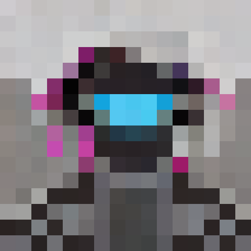 Bright, vibrant hues collide in a miniature 16x16 pixel portrait of a kaleidoscopic figure bursting with energy and life.