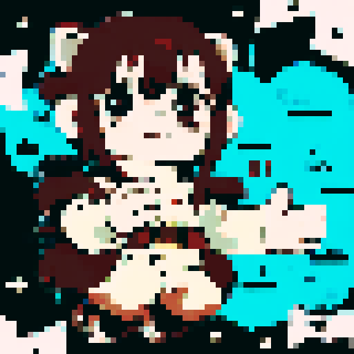 A graphic depiction of a bear in retro 1995 anime style, chibi form, with expressive black eyes and brown fur, styled with long twin pigtails. Wearing magical clothes with intricate belts and patches. Background of a wild magic night with a dark waterfall and bright stars. Created Using: classic anime aesthetics, detailed magical garments, enchanting night setting, vivid portrayal, star reflections, dynamic composition, hd quality --ar 2:3 --v 6.0