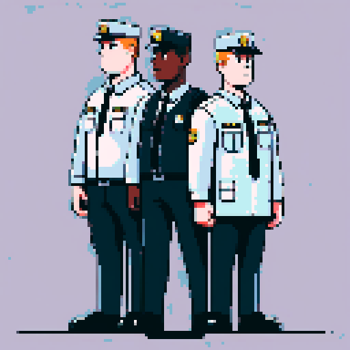 Two security guards, one black, one white, both working for Amazon Germany, they are all and heavy built