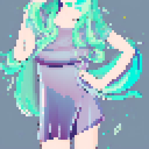 green hair, white clothes, greek woman