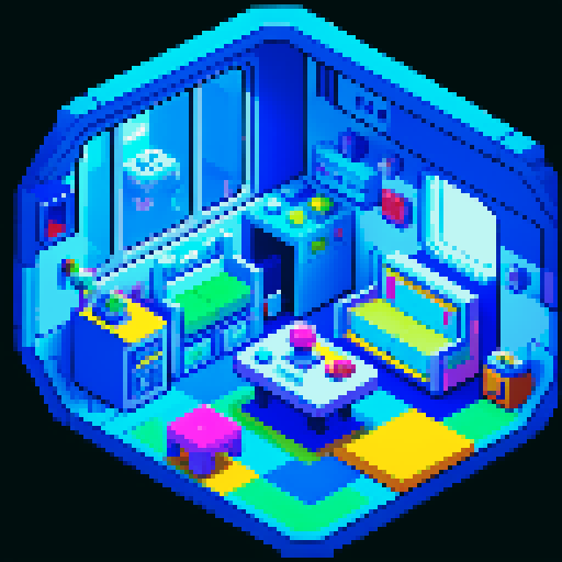 Spaceship interior in top-down art style