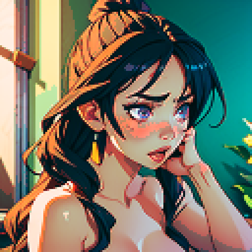 bust shot of suggestive sexy naked woman moaning