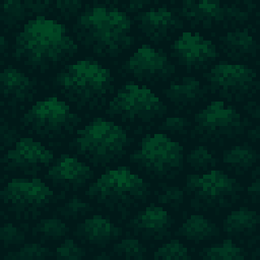 dense forest canopy, dark green treetops, shadowed patches, seamless edges, isometric 2D pixel art tile, 32x32 pixels, sRGB, pixel art