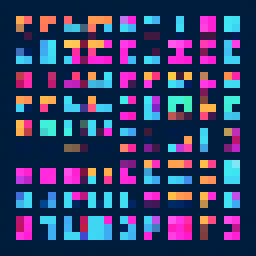 Pixelated, vibrant-colored Chinese characters 1 to 10 with blocky numbers in retro gaming style, featuring digital brush strokes, minimalistic design, gradient backgrounds, smooth transitions, crisp edges, bold typography, geometric shapes, high contrast, and eye-catching visuals in pixel art sRGB
