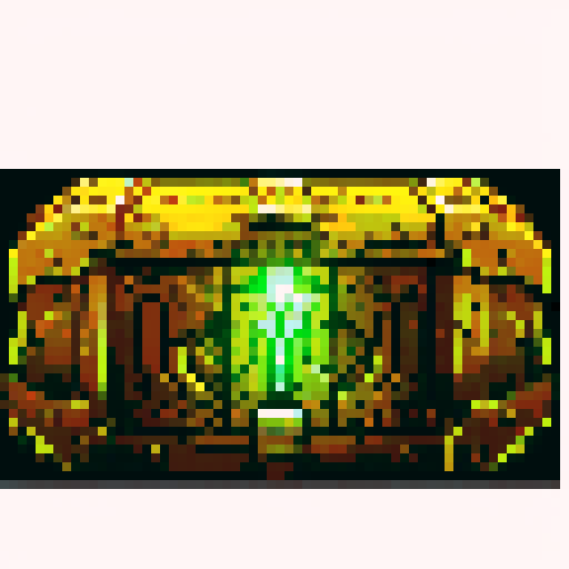 mystery box, shining light, vibrant colors, retro video game aesthetic, pixelated details, 8-bit graphics, sRGB
