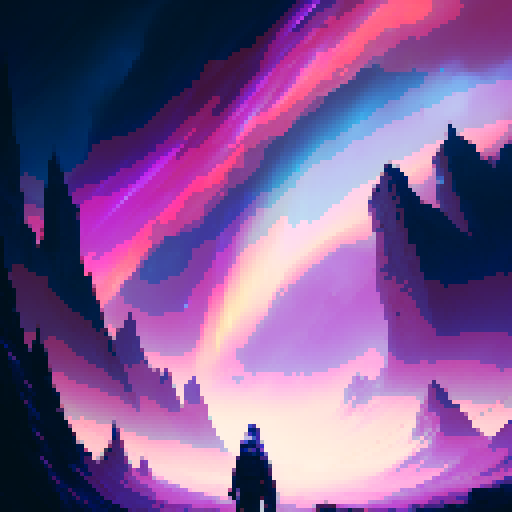 beautiful dramatic aurora borealis over an adorable town at night by Miyazaki