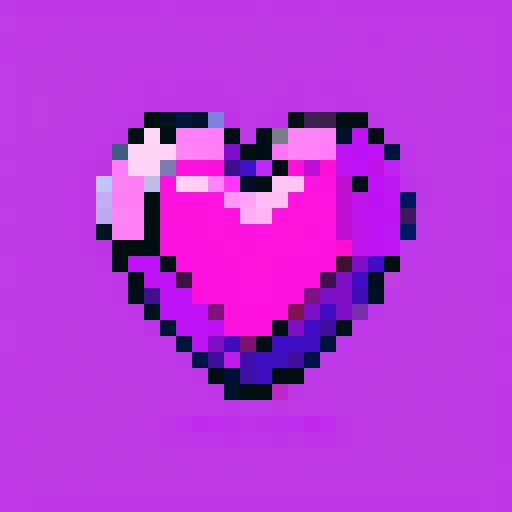 purple gem heart on pink background