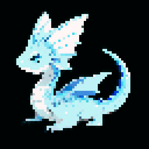 A sleek, blue-scaled dragon with fins along its back and tail. It has a calm and serene expression, with water droplets glistening on its scales. Its wings are adapted for swimming, and its eyes are deep and reflective like the ocean. No background.
