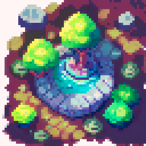 Create a pixel art representation of a small sprouting plant or seedling, capturing the essence of growth, nurturing, and cultivating potential. 