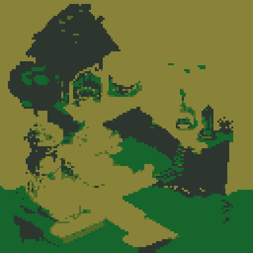 A dark, swampy landscape