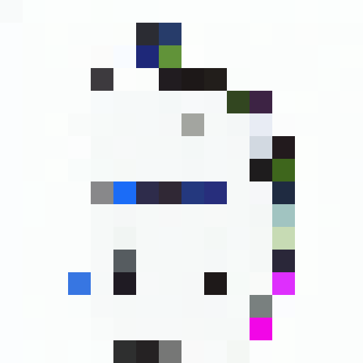 Vibrant backpack with neon green, fuchsia, and electric blue, adorned with a bold pixel graph pattern in the distinct 16x16 pixel portrait style.