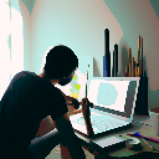 An Artist in their art studio painter or drawing. An artist at work. 