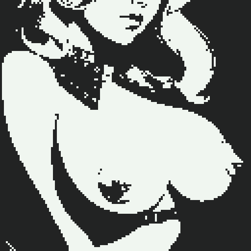 curvy, busty 1980s rocker babe with studded collar. Portrait of head, in a close up glamour shot. nude breast . Neon lighting, modern tile backsplash