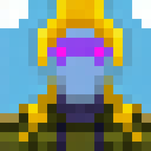 Glowing, ethereal, alien avatar with piercing eyes, surrounded by pulsing energy, rendered in vibrant pixel art for use as a game icon in a close-up, 16x16 portrait.