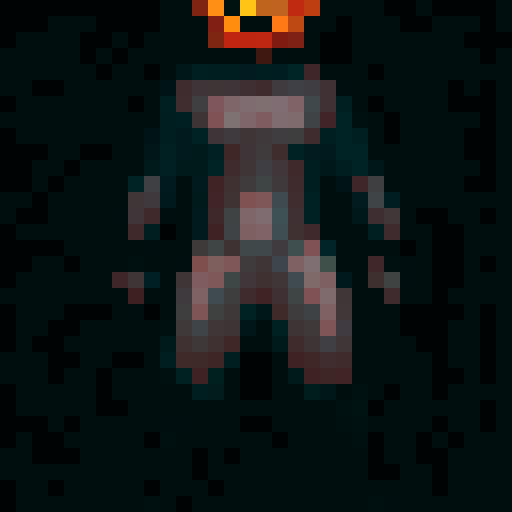 A headless horsemen character. This will be the player character. They have a pumpkin for their head. In some versions it will be without the head and will hold the pumpkin in its hands. But this version the player should have the pumpkin head. Headless horsemen also ride horses but I don't want that for this version.

The head should be clearly visible. The body should be short, with the body being about the same size as the head, maybe smaller, like in Mario games.