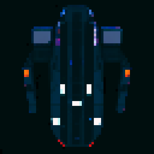 Spaceship, sleek design, metallic exterior, retro aesthetic, pixelated details,blinking lights, computer screens, wireframe outlines, geometric shapes, low-resolution textures, vibrant pixel art style, sRGB color space
View from above
