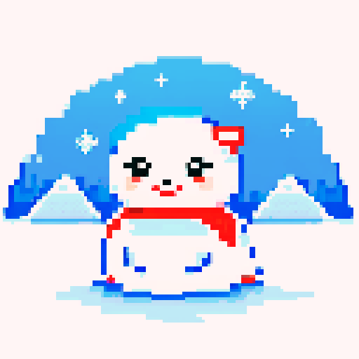 pixel art, sRGB, winter town mountain range, tiny pixel seal sitting, tiny human eskimo character, hanging out