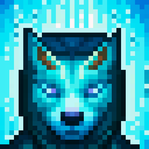 Wolf avatar, portrait, glowing eyes