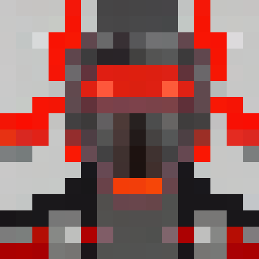 Darth Vader's menacing helmet, glowing red lightsaber, and billowing cloak dominate the tiny 16x16 pixel game icon in a dramatic close-up portrait