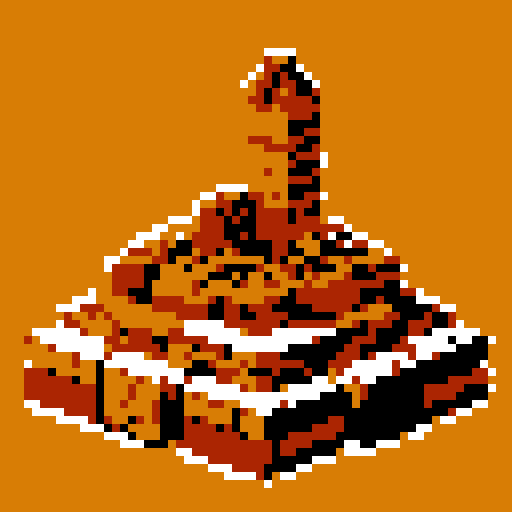 crumbling brick rubble seen from a head-on 2d flat perspective. Simple style, thick black lines, white background.