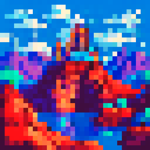 colorful paintbrush, vibrant sRGB hues, bold black outlines, pixel art, 32x32