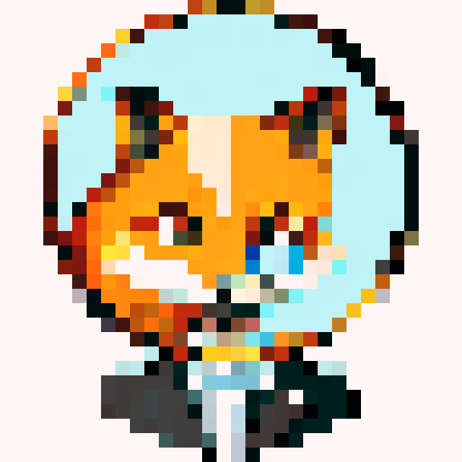 fox Sherlock Holmes, inquisitive gaze, magnifying glass, pixel art, sRGB