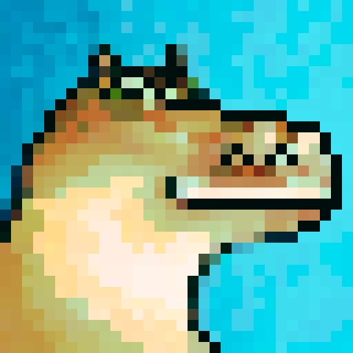 A hippo wearing fancy glasses with a black suit, rendered in 32x32 pixel portrait. 