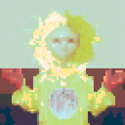 a character with a sun head and a moon heart, arms open, influenced by the song "moon heart sun head" by the band Cynic.
