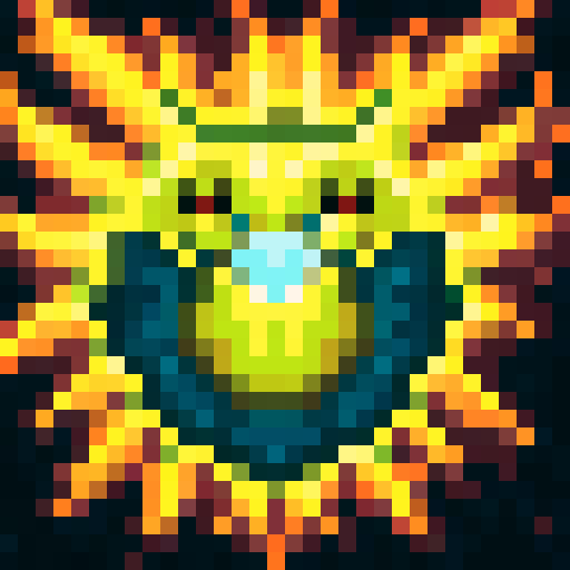 Pikachu, game icon, 32x32 pixel art, sRGB, skill art, close up, portrait, vibrant yellow, rosy cheeks, round black eyes, pointy ears, lightning bolt tail