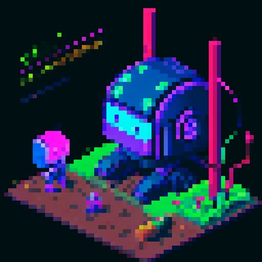a robot that is cyberpunk and tends a farm
