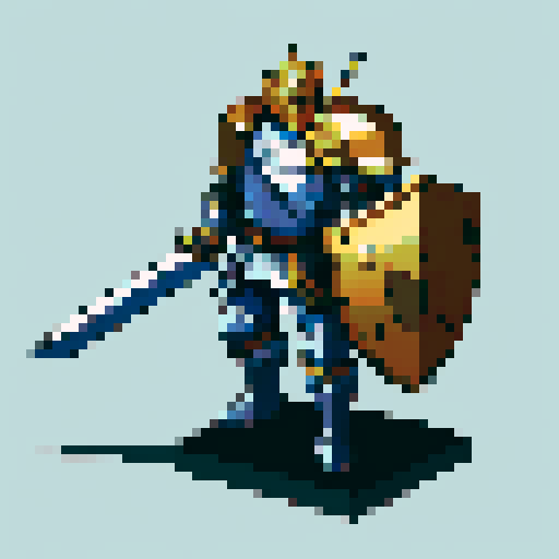 Knight in heavy armour, holding a big greatsword. Dangerous but honorable. Top-down orthographic perspective. Black outlines. Similar to Cadence of Hyrule characters.