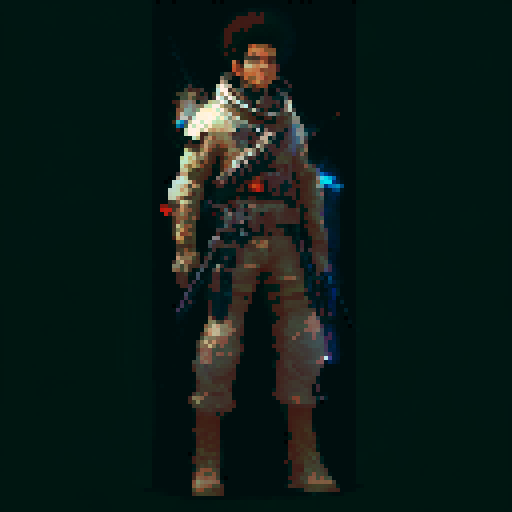 young frail fighter scavenger, pixel art, fantasy apocalypse