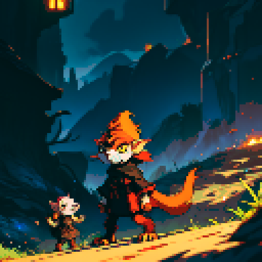 A fire imp. furry and gremlin-like