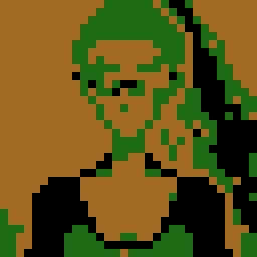 Cute girl with longer green hair, black shade on scalp, brown eyes, dark clothes, pale skin, oval elegant glasses, lip piercings