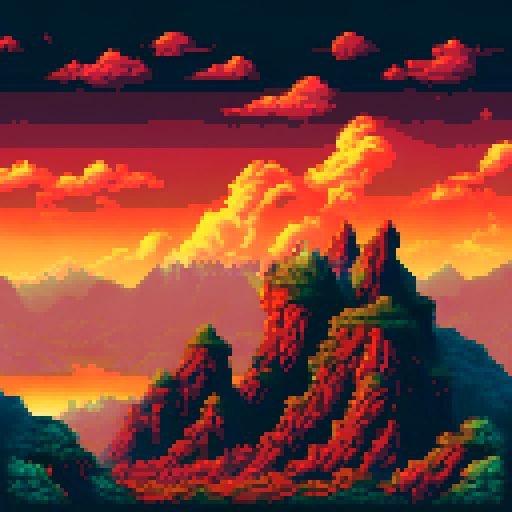 Vibrant dark red alien planet sky