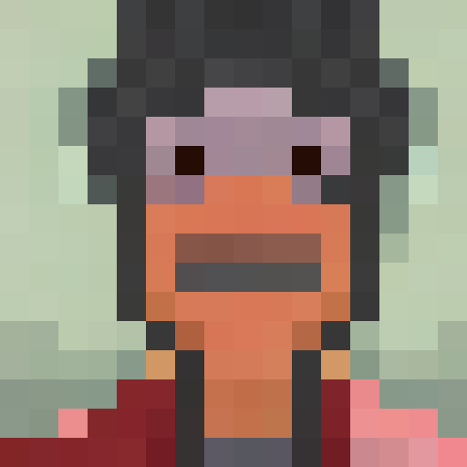 Pixel art portrait of a funny man with a close-up view, keeping the game icon style in mind.