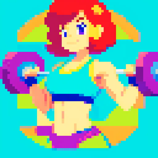 Create a vibrant woman doing gym