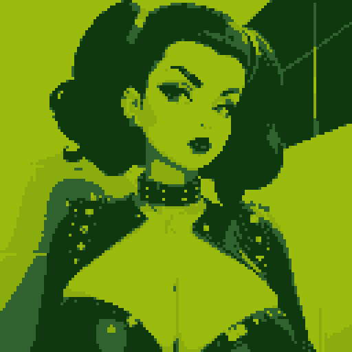 curvy, busty goth babe with studded collar. Portrait of head,  big titty goth, in a close up nude glamour shot. modern tile backsplash.