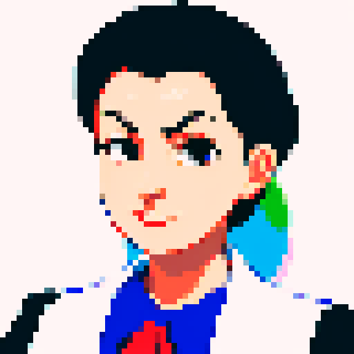 minister of foreign affairs, front view, pixel art, sRGB, detailed facial features, clean lines, vibrant colors, small dot shading, retro aesthetic, bust
