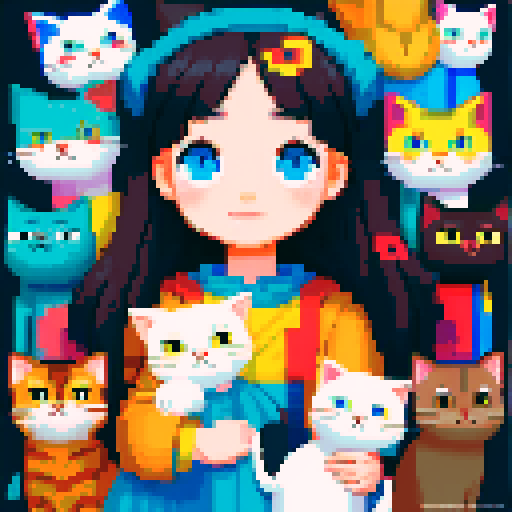 girl with many cats