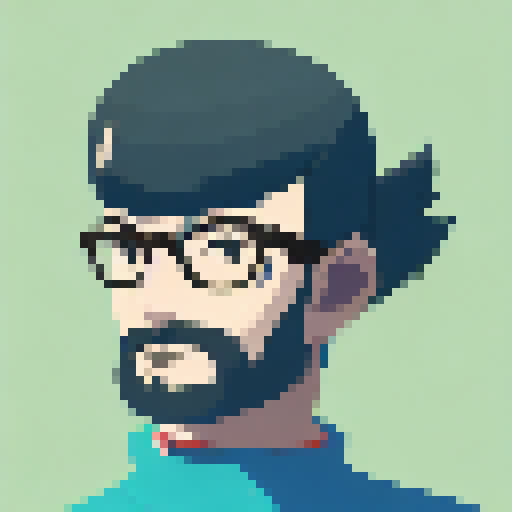 programmer man, brunette, bearded, with glasses, turkish man, profile picture
