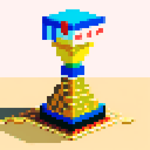 Create an 8-bit pixel art landscape banner, NES style. Shows pyramid, castle, ship, train, and city from left to right. Dark blue background, connected by pixel path. Simple like Mario world map.