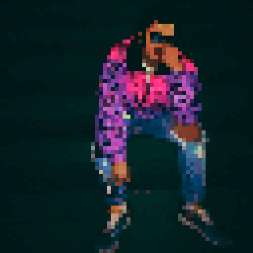 Tokyo skyline, towering neon signs, retro arcade machines, glitchy cityscape, palm trees swaying, pastel buildings, digital rain, reflective puddles, vibrant glitch art, holographic billboards, geometric shapes, 80s fashion, futuristic skyscrapers, cyberpunk aesthetics, pixelated cherry blossoms, neon-lit streets, glowing kanji characters, surreal city lights, glitchy anime characters