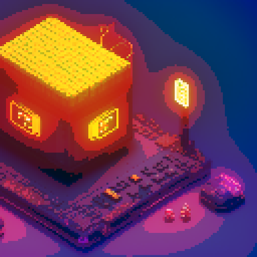 futuristic crate, glowing buttons, golden decorations, intricate details, pixel art style, sRGB, lootbox
