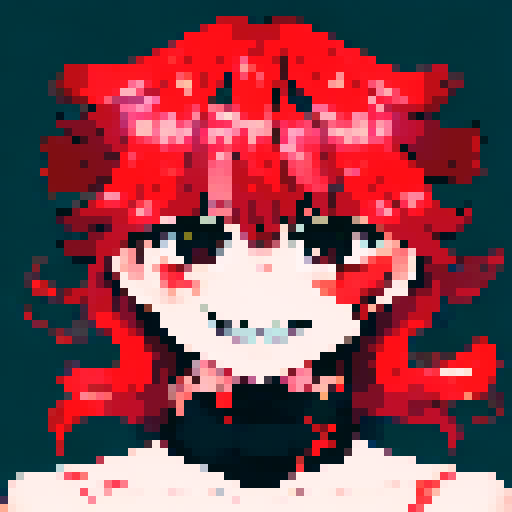 cute sexy girl, 14 years old, nude, hot, big boobs, red hair, coy smile, blushes, sRGB, pixel art, background, landscape