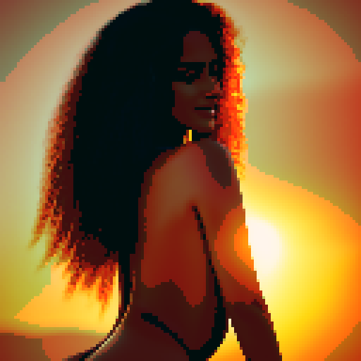 a sexy beautiful model with green eyes, golden wet skin shining, orange sunset light, laying down, coy smile, tanned skin, black wavy shiny hair, 50mm portrait, sun , glamour, soft curves, ass, full wet lips,nude,nsfw,+18,backview,big ass