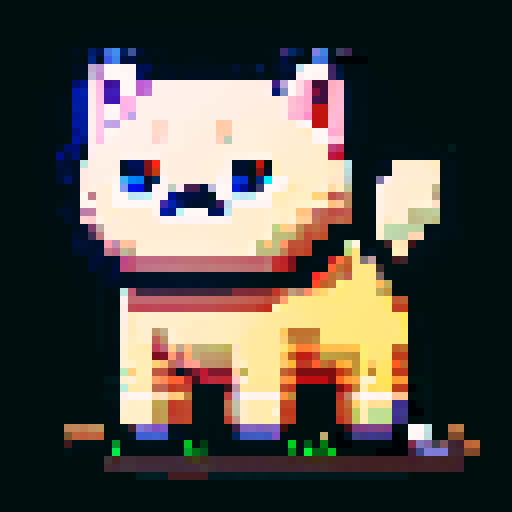 generate a pixelated cat image wearing spectacles