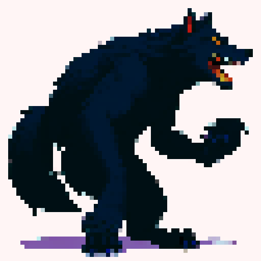 A werewolf standing on its back legs.