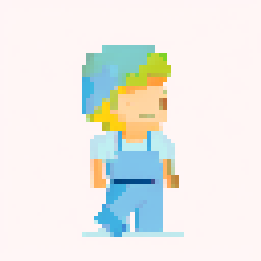 A single sprite of a young boy with a backpack on, pixel art, facing forward with a plain expression